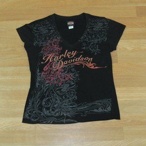 Black Harley Top with Gemstones / Size Large